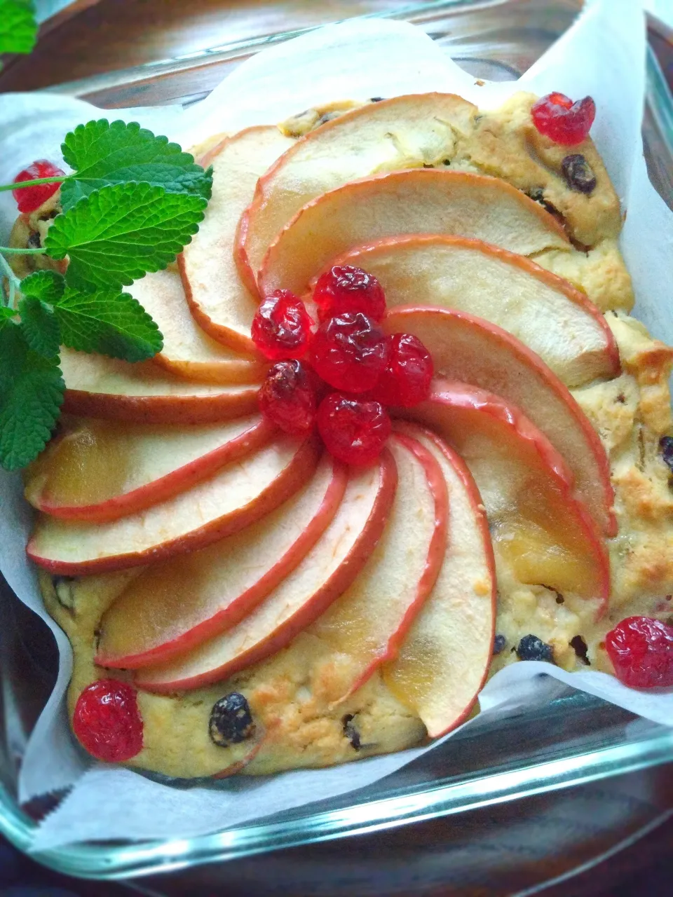 リンゴとレーズンとドライさくらんぼのおからケーキ|きこりnoteさん