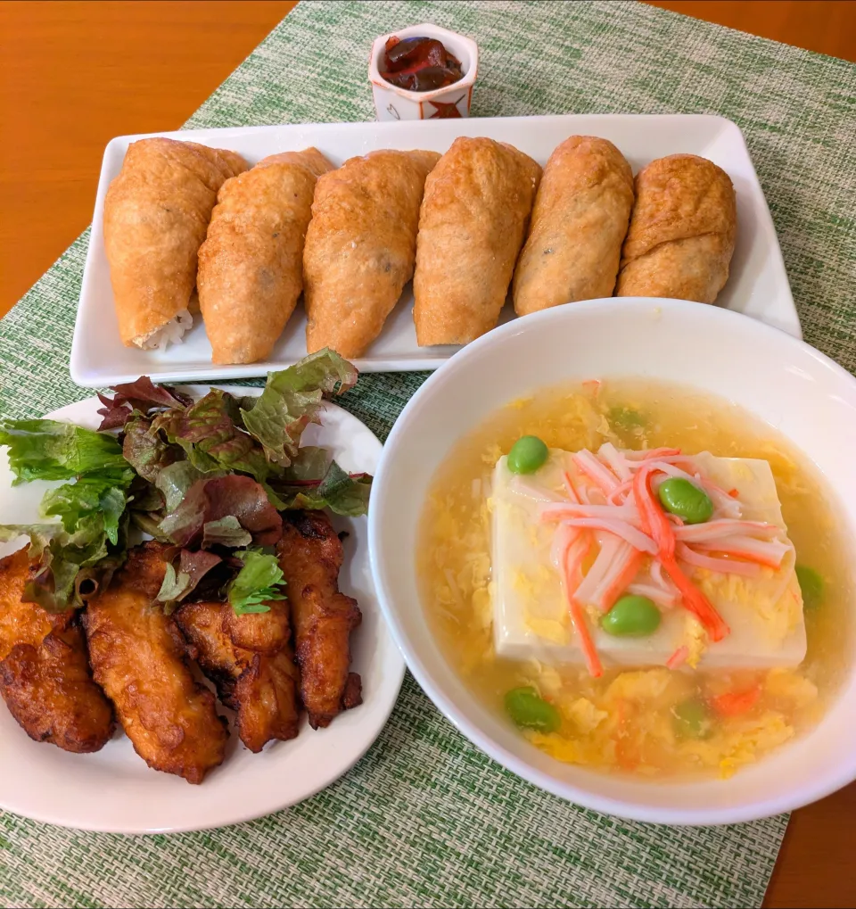 ☆ささみ竜田揚げ　☆あんかけ豆腐　☆いなり寿司　☆しば漬け|chikakoさん