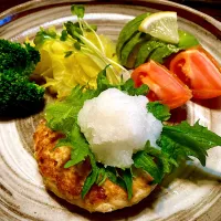 鶏豆腐おろしハンバーグにいろいろ添えて|mottoさん