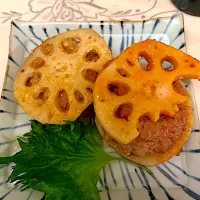 レンコン挟み焼き|ネコさん