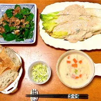 クラムチャウダー&白菜のステーキ明太クリームソース|マイさん