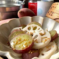 蒸籠で「さつまいもとれんこんの塩きんぴら蒸し」♨️せいろ蒸し