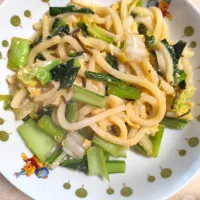 息子の昼白だし味醂にんにく味うどん