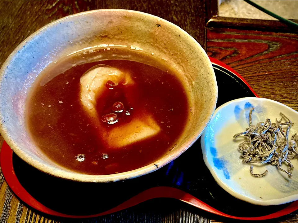 今日のおやつはお餅消費の                                        「ぜんざい(塩昆布)」|mottoさん