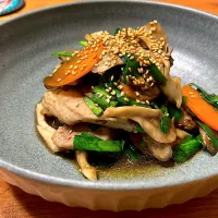 ぶた肉とゴボウの甘辛炒め|おさかなさん