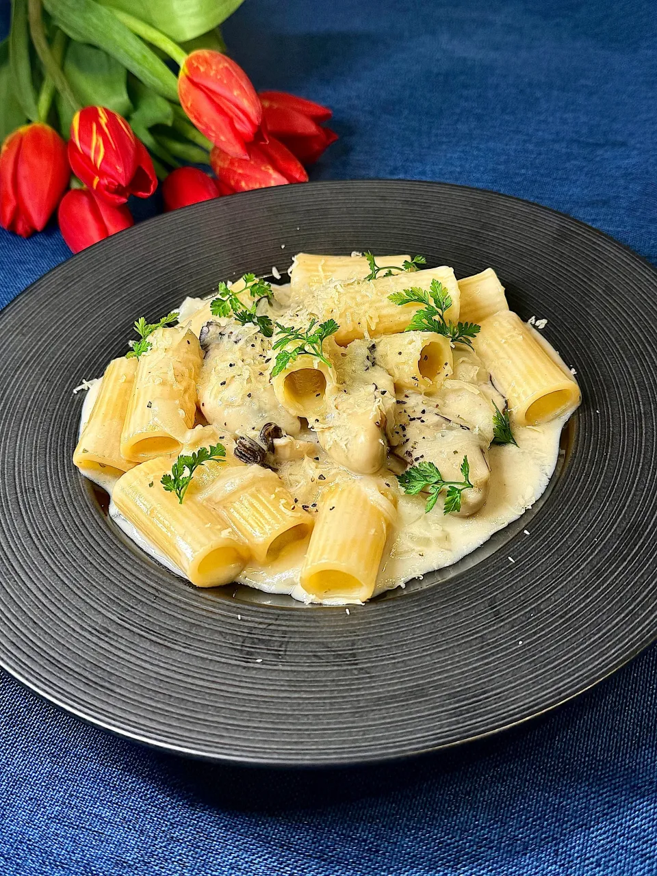 牡蠣のクリームリガトーニ.⋆﻿𝜗𝜚 日生の牡蠣を食べに行きました𓂃܀𑁍|鬼百合さん