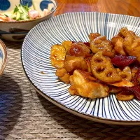 レンコンさつまいも鶏肉の甘酢炒め|kanonnさん