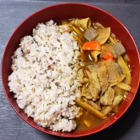 今日の朝ごはん（十六穀ごはんのポークスープカレ）|Mars＠釜飯作り研究中さん