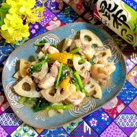 鶏肉とレンコンの甘辛炒め✨