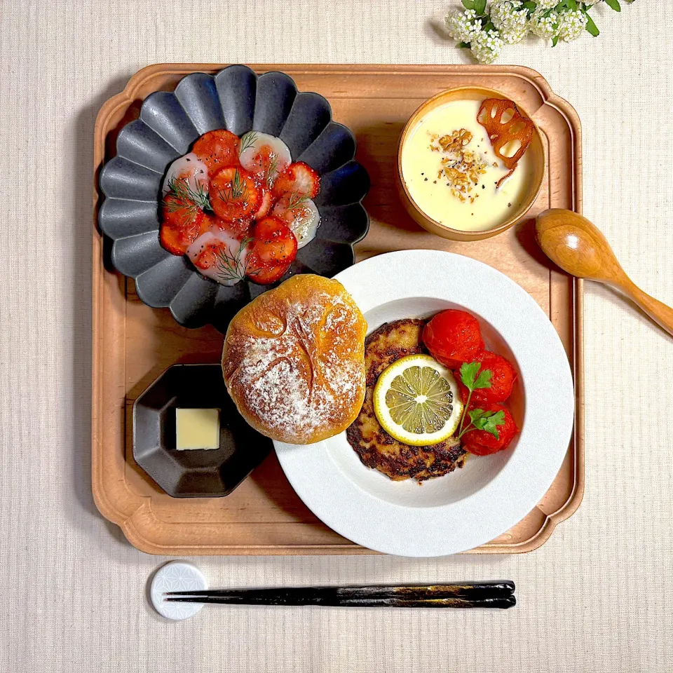 酒蒸しハンバーグの献立|すずさん