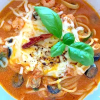 シーフードトマトクリームスパゲティ😋🍝💕✨|アイさん