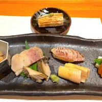 ④2月13日・［和食のコース😋✨］・色々盛合せ❣️笑（ナマコ・サエズリ・アワビ・筍・アカムツ・穴子・カラスミ）