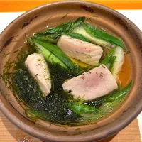 ⑤2月13日・［和食のコース😋✨］・ヨコワマグロのお鍋❣️（これが一番美味かった😍九条ネギがいい感じ）