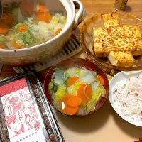 2026/02/13 厚揚げマヨ醤油焼き、野菜鍋、じゃこ丸海産の梅じゃこ|kykyさん