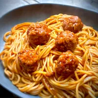 ランチに、カリオストロの城風ミートスパゲティ🍝を頂きました😋👍🎵|ギムレットさん