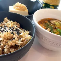 いただきます❤️お腹あんまりすいてないけど🤣以前ずっと食べてた蒼の元米❤️この玄米も好き😆|Mayoさん