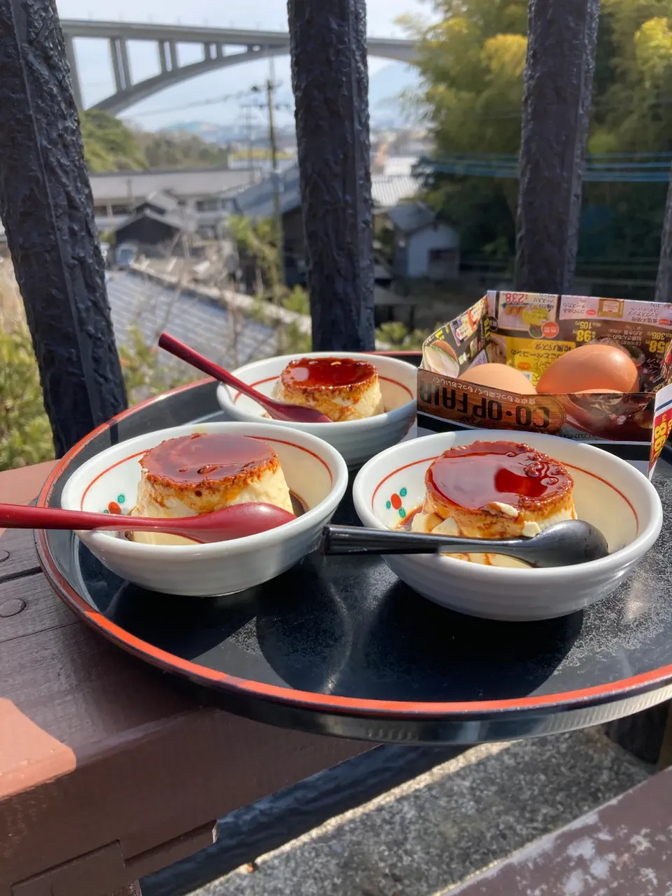 岡本屋　地獄蒸しプリン🍮とゆで卵|さくたえさん