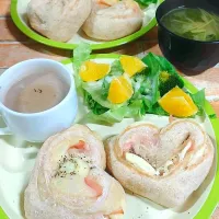 ハートのハムチーズパン|みったんさん