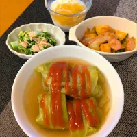☆ロールキャベツ　☆かぼちゃ香薫チーズ焼き　☆ブロッコリーツナマヨ和え　文旦ジャムヨーグルト|chikakoさん