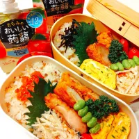 お弁当🌸竜田揚げ、ごぼうと蓮根のマヨ和え、だし巻き玉子、たこさんウインナー|samさん