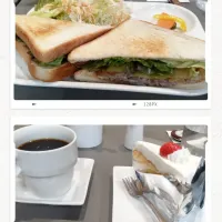 中野区野方のジャズ喫茶ミスティさんのミルフィーユカツサンドとケーキ、コーヒー| にんにくと唐辛子が特に好き❤️(元シャリマー)さん