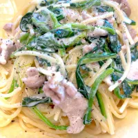 豚こまとほうれん草のクリームスパゲティ|masaさん