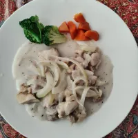 鶏もも肉クリーム煮~~　牛乳、片栗粉(トロミ)でサッパリと|はやとさん