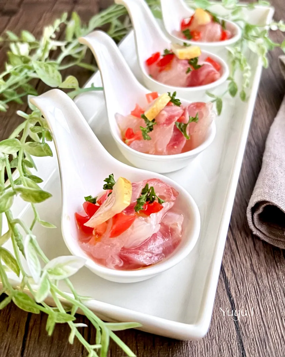 鯛のカルパッチョ　ひとくち盛り|ゆーこどんさん