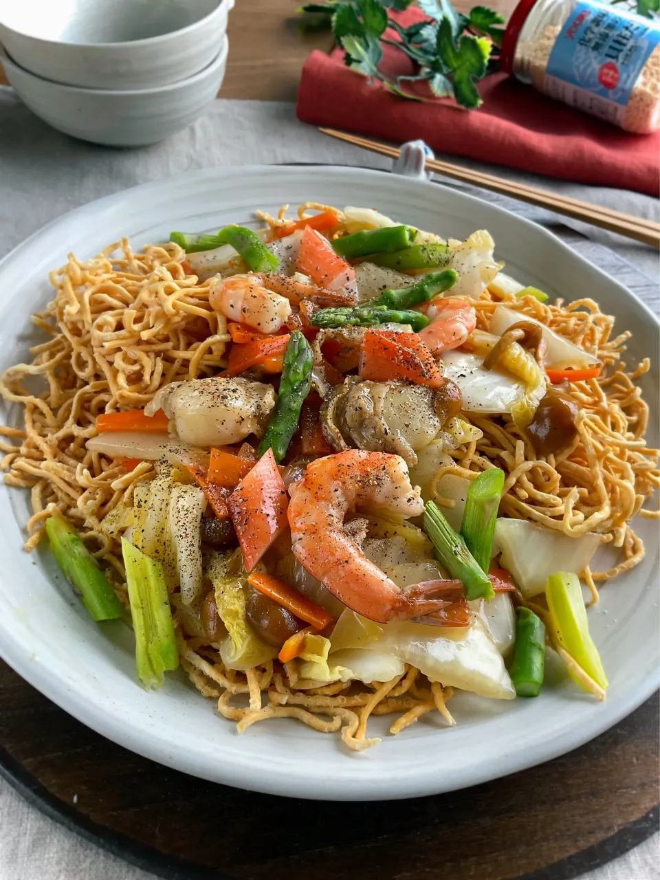 海鮮餡かけかた焼きそば|スイーツポテトさん