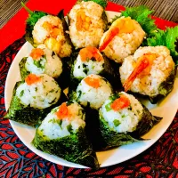 ✩.*˚天むす＆ワカメ明太おにぎり🍙