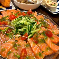 おかわりサーモンのカルパッチョ