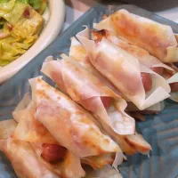 ウィンナーチーズワンタンの皮巻き| ポコさん