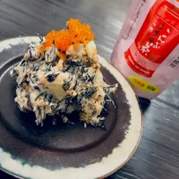 梅こんぶ茶のひじきとタラコととびっ子のポテトサラダ😋