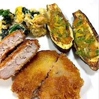 ☆今日の晩ご飯☆ とんかつ　なすの田楽　炒り豆腐| hamamaさん