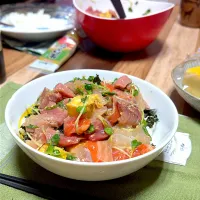 お夕飯　お刺身リメイク丼|renharuruさん