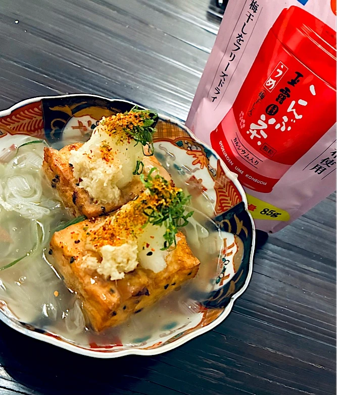 五目厚揚げの梅こんぶ茶あんかけ😋|ぽくくんさん