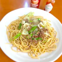 アスパラと挽肉の和風パスタ|石田尚之さん
