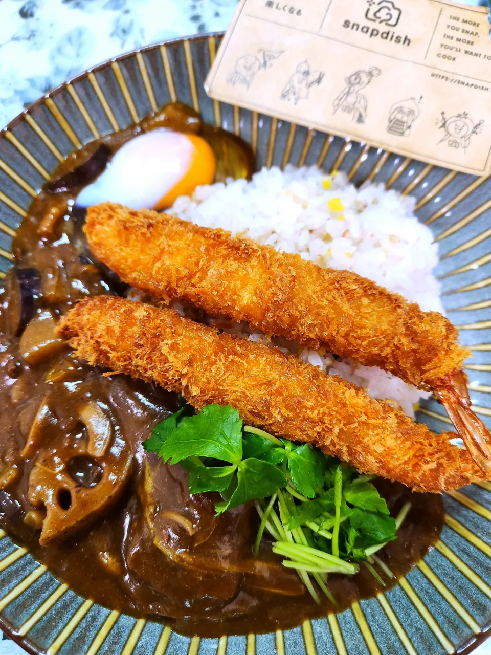 @きなこさんの料理 🔷🍠紅はるかいりごった煮🔷→→🔷蒸籠蒸し🍚ご飯de 🍤エビフライのせカレー🍛🔷|@きなこさん