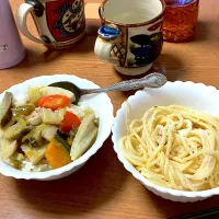 グリーンカレーとパスタ|みんみんさん