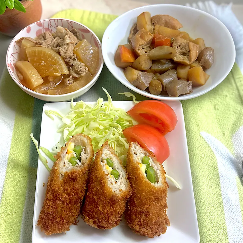 アスパラとチーズの肉巻きフライ献立|besさん