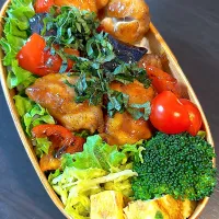 鶏肉となすの甘酢照り焼き弁当／2月16日|hichanさん