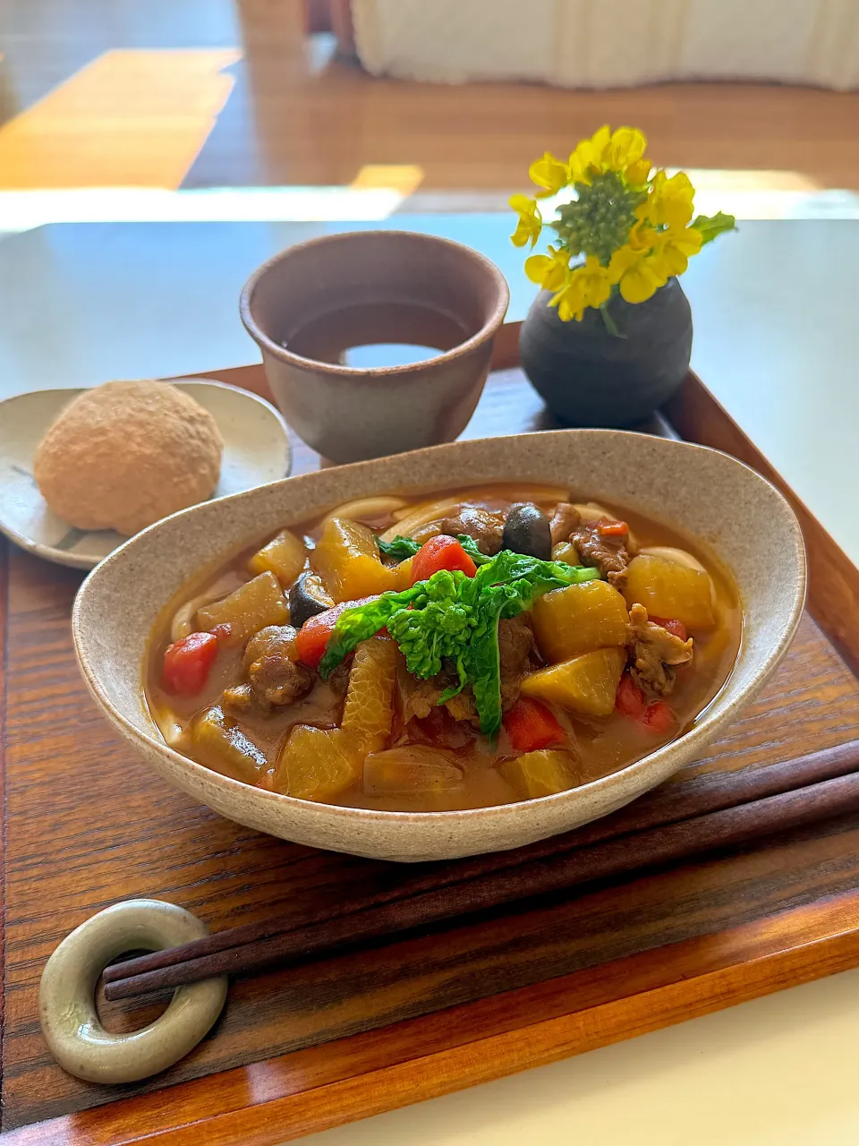 牛すじ大根のカレーうどんとぼた餅|サミカさん