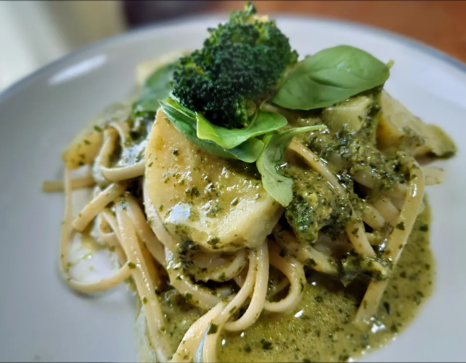 linguine al pesto genovese con broccoli|kazaneさん