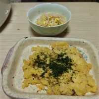 休みの2026/02/18は前回のいぶりがっこポテトサラダ焼き、豆もやしナムルで家居酒屋🏮|Tarou  Masayukiさん