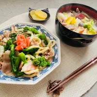 「焼きうどん＆豚汁」| バシュランさん