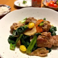 ターサイと肉団子の麻辣炒|むぎこさん