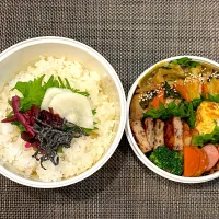 高校生息子のお弁当🍱 鶏肉の味噌マヨ炒め弁当🍱|Snow10さん