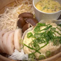 蒸篭蒸しディナー(豆腐ハンバーグ&茶碗蒸し&蒸し野菜)|えみりんさん