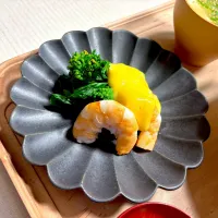 菜の花と海老の黄身酢がけ|すずさん