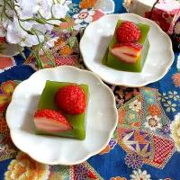 いちごの抹茶寒天🍓